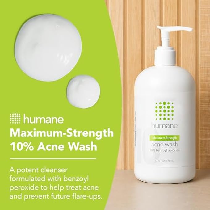 humane MAXIMUM-STRENGTH ACNE WASH - 10% BENZOYL PEROXIDE ACNE TREATMENT FOR FACE, SKIN, BUTT, BACK AND BODY - 16 FL OZ - DERMATOLOGIST-TESTED NON-FOAMING CLEANSER - VEGAN, CRUELTY-FREE - Image 2
